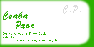 csaba paor business card